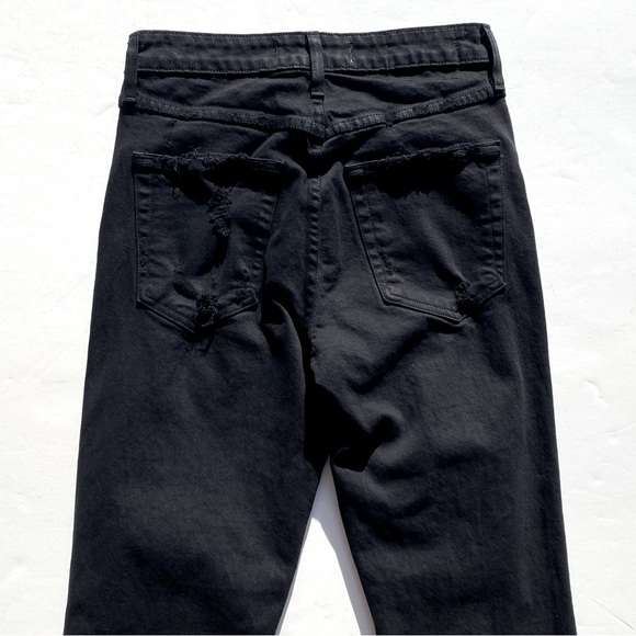 ANTHROPOLOGIE AMO Denim Bella High Rise Flare Jeans Black Oak Distressed Wash - Picture 8 of 8